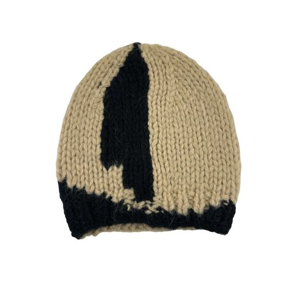 The Wolf Gang - Palermo Knit Beanie is Black and Beigea main image 4
